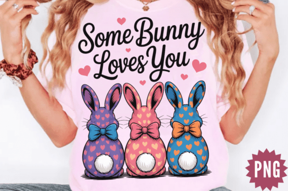 Colorful Easter Some Bunny Loves You PNG