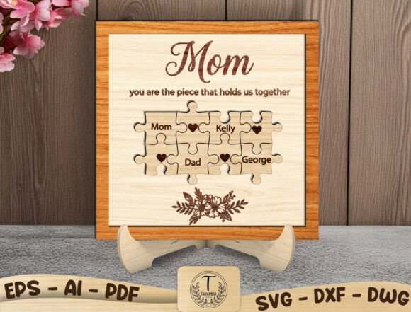 Family Puzzle Name Sign Laser Cut SVG