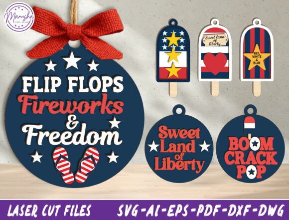 Patriotic Popsicle Ornament SVG Bundle