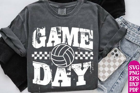 Retro Volleyball Game Day PNG Distressed