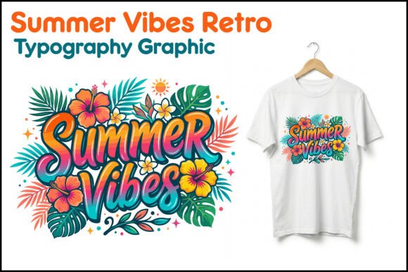 Summer Vibes Retro Typography Graphic